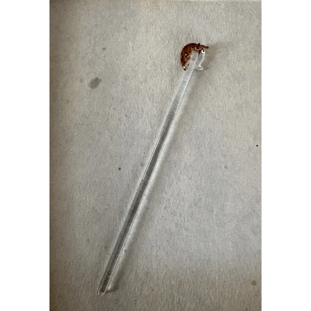 Vintage bar cocktail lampwork glass swizzle sticks Prancing Colts horses NOS NIB